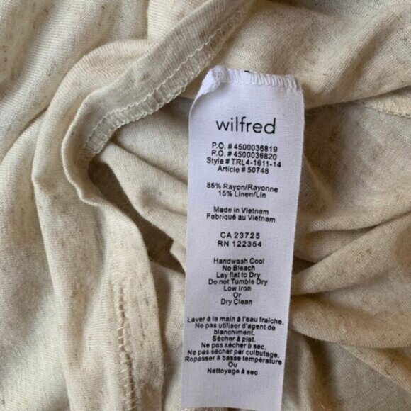 Aritzia Wilfred T-shirt Heathered Short Sleeve Linen blend Crew neck Cream XXS - Picture 11 of 12